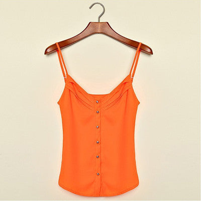 Online discount shop Australia - Fashion Blouse Women Tank Top Sexy V Neck Button Ladies Casual Cropped Vest Chiffon Tops Plus Size 3XL