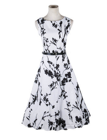 Online discount shop Australia - Fashion Summer Dot Floral Print Party Dress 50s Women Robe Rockabilly Vintage Swing Pinup Dresses vestidos de fiesta