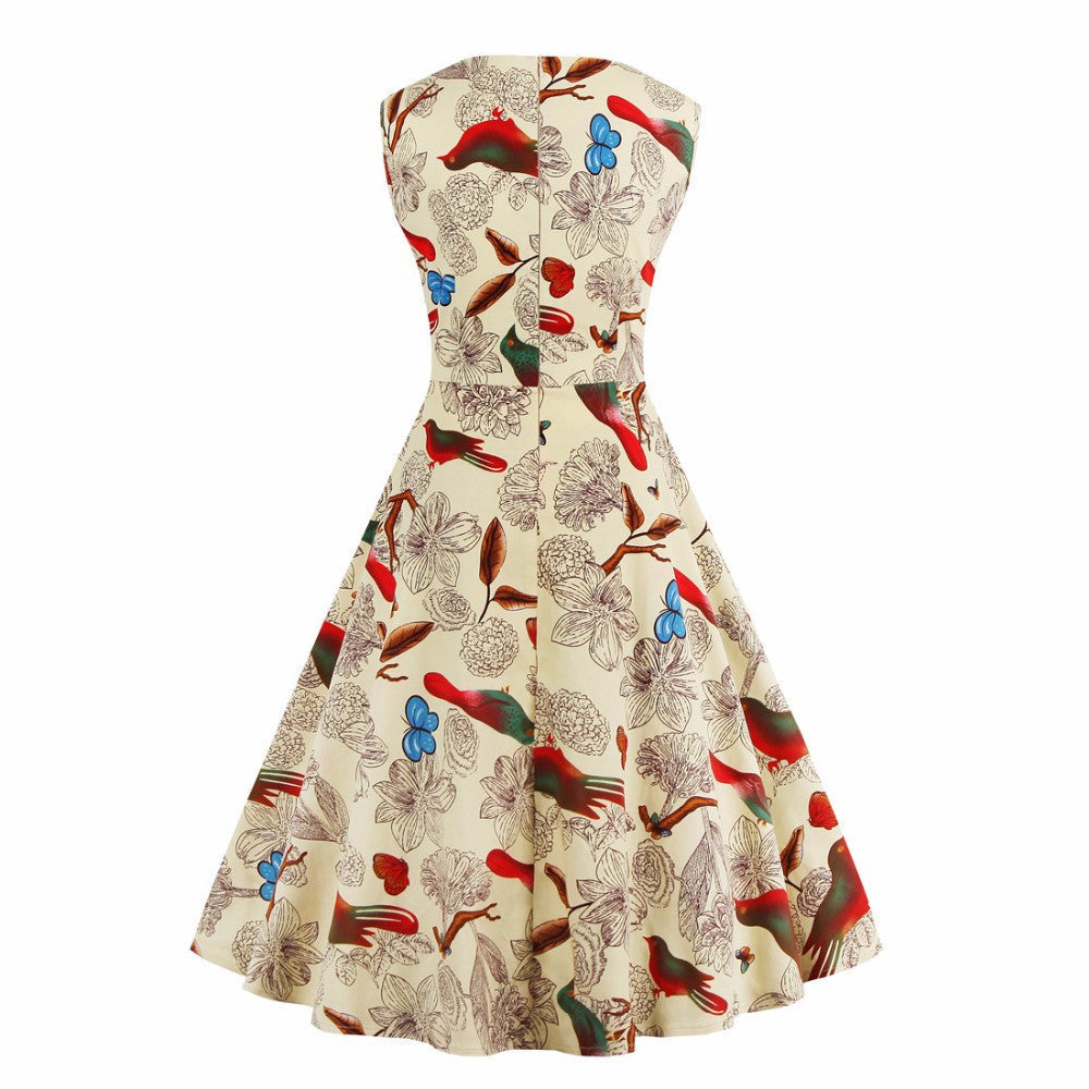 Online discount shop Australia - Fashion Summer Dot Floral Print Party Dress 50s Women Robe Rockabilly Vintage Swing Pinup Dresses vestidos de fiesta