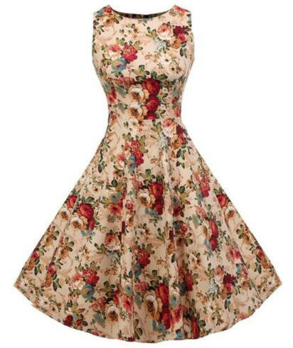 Online discount shop Australia - Fashion Summer Dot Floral Print Party Dress 50s Women Robe Rockabilly Vintage Swing Pinup Dresses vestidos de fiesta