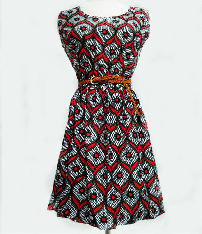 Online discount shop Australia - Casual Fashion plus size Work women's party dress + belt Flower prints dresses nz18