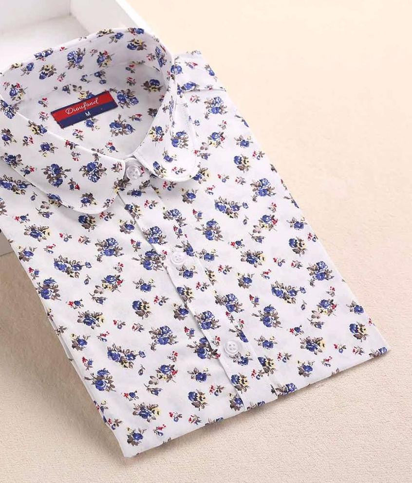 Shirt Women Blouses Long Sleeves Women Shirts Floral Cotton Tribal Print Blouses Vintage Women Tops