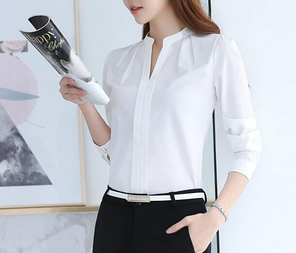 women blouse solid color lace OL shirt collar shirt ladies tops slim fashion clothes 861B 25