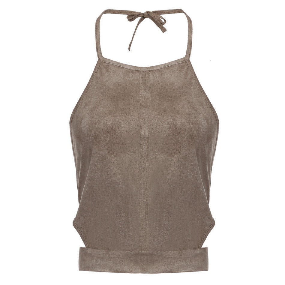 Summer Style Sexy Lace Up Women Cropped Tanks Tops Vest Sexy Sleeveless Suede Bralette Bandage Crop Tops Camisole S-XL-Dollar Bargains Online Shopping Australia
