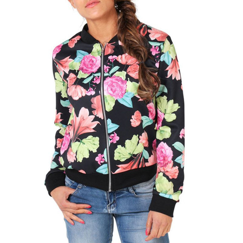 Online discount shop Australia - 6 Styles Women Jackets Short Tops Long Sleeve Floral Print Coat Vintage Women Clothing Bomber Jacket Chaquetas