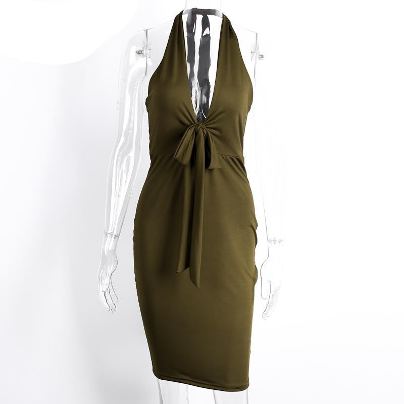 Online discount shop Australia - Halter deep v neck evening club dress Women backless short sexy dress Summer style party bodycon dress vestidos