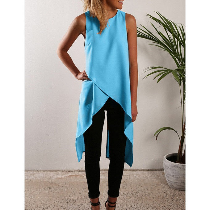 Online discount shop Australia - Fashion Women Ladies Casual Sleeveless Vest  Shirt Long Tops Dress ND029