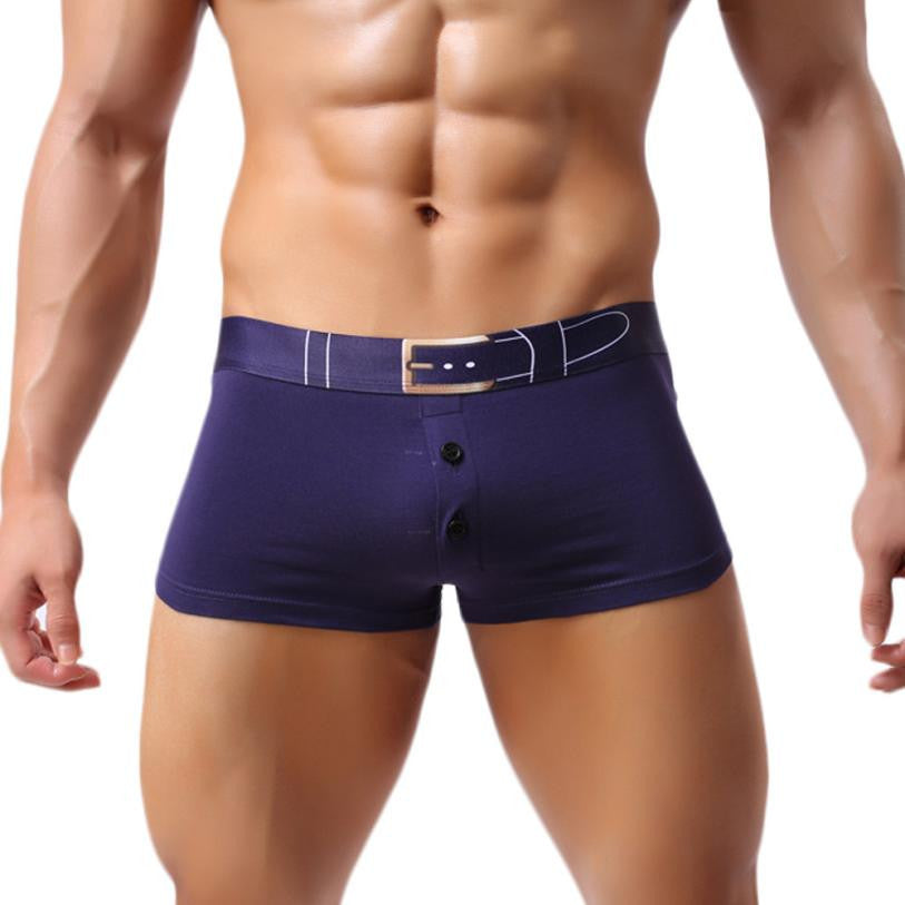 ly Design Men's Faux Belt Print Underwear Male Boxer Comfortable Underpant