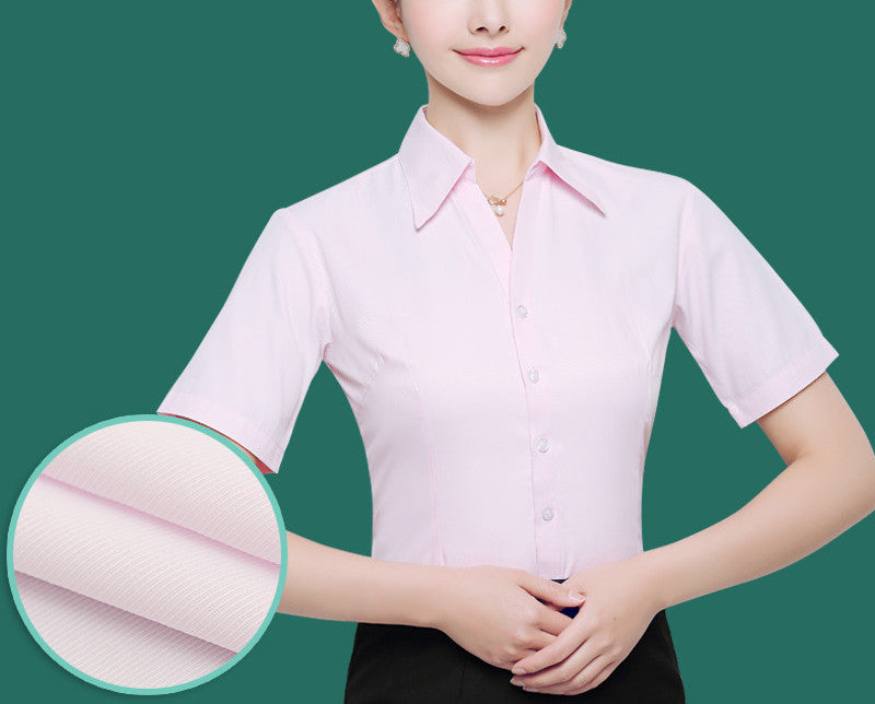 OL White Shirt Women Office Ladies Short Tops Black Plus Size Blouses Women Work Shirt XS-5XL 21colors