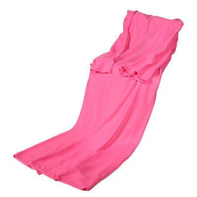 Supper Home Warm Fleece Blanket Robe Cloak With Sleeves