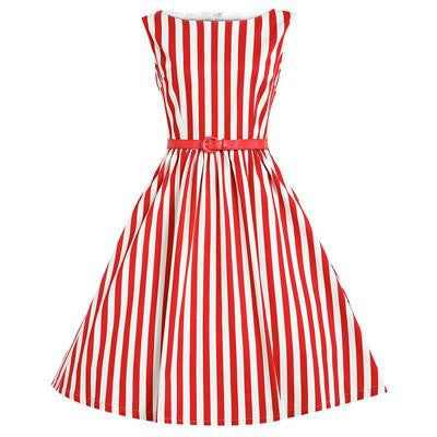 Women White Black Striped Dresses Sleeveless Slim A-Line Dresses Summer Daily Formal Work Dresses