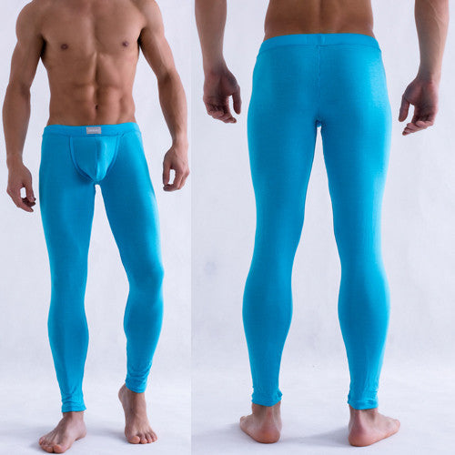 Solid Color Men's Long Johns Pants Thermal Underwear Low Rise Underpants M L XL