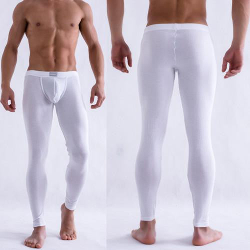 Solid Color Men's Long Johns Pants Thermal Underwear Low Rise Underpants M L XL