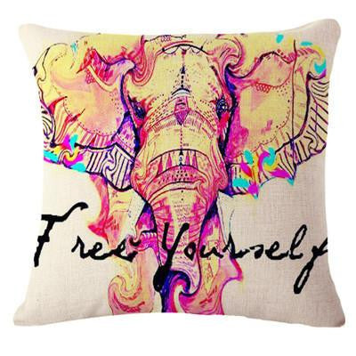 Style Elephant Printed Modern Minimalist Linen Cotton Cushion For Sofa Home Decorative Pillow Throw