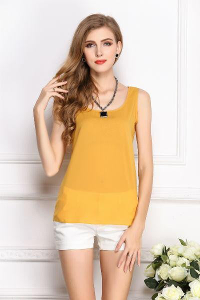 Online discount shop Australia - 6 SIZES  women blouses camisole chiffon vest top female sleeveless basic solid tops