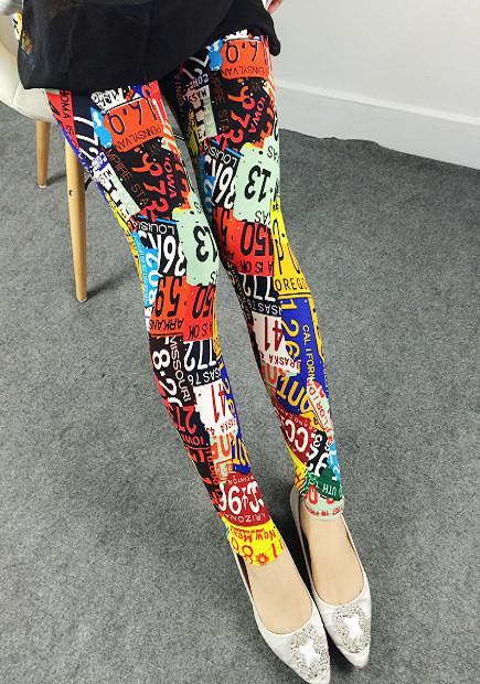Women Printed Leggings Spandex Knitted Fashion Skinny Leggins Primavera Pants Women