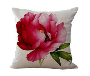 Rose Flower Small Fresh Cotton Linen Cushion Home Sofa Car Decorative Pillow Decor Pillow