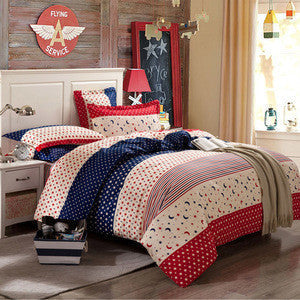 Online discount shop Australia - bedding sets 4pcs stripe duvet quilt cover for king queen full twin size bedclothes 100%cotton cartoon bed linen kids bedsheet