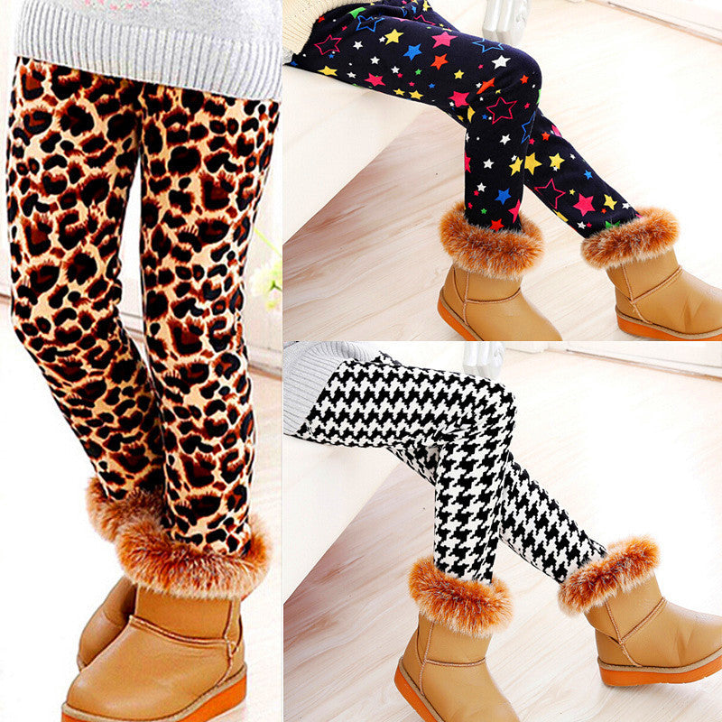 Online discount shop Australia - Girls Leggings Thick Warm Kids Pants Flower Children Velvet Trousers Baby Girl Clothes Leggings