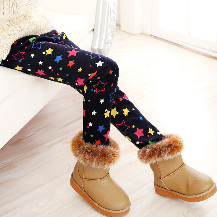 Online discount shop Australia - Girls Leggings Thick Warm Kids Pants Flower Children Velvet Trousers Baby Girl Clothes Leggings