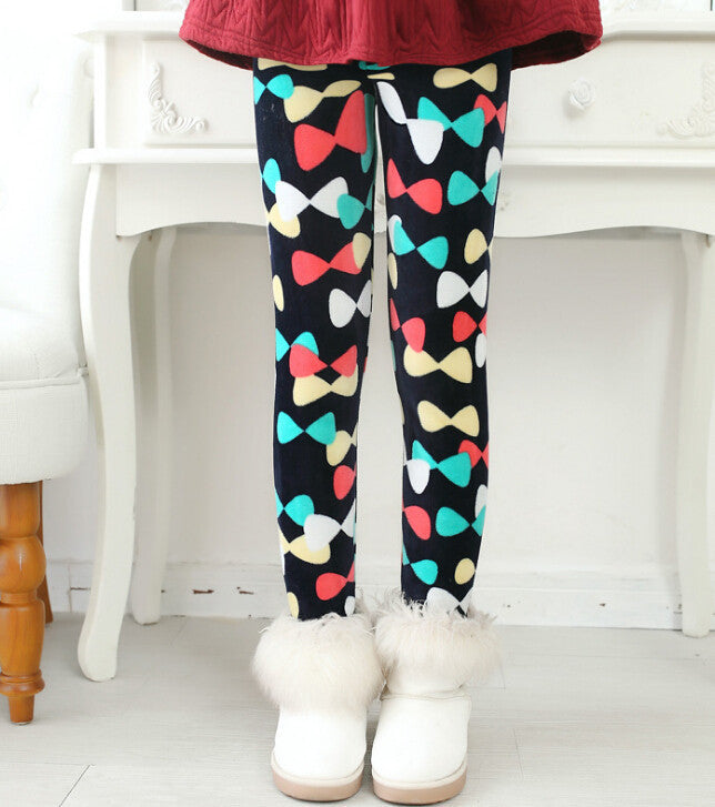 Online discount shop Australia - Girls Leggings Thick Warm Kids Pants Flower Children Velvet Trousers Baby Girl Clothes Leggings