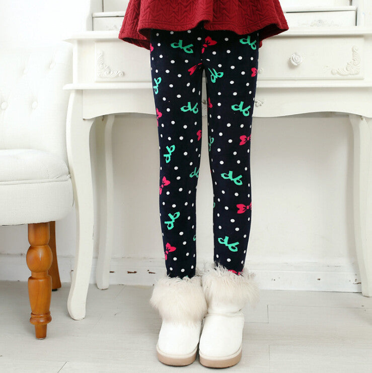Online discount shop Australia - Girls Leggings Thick Warm Kids Pants Flower Children Velvet Trousers Baby Girl Clothes Leggings