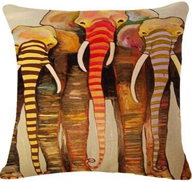 Online discount shop Australia - Fashion Colorful Elephant Printed Modern Minimalist Linen Cotton Cushion For Sofa Home Decorative Pillow Throw