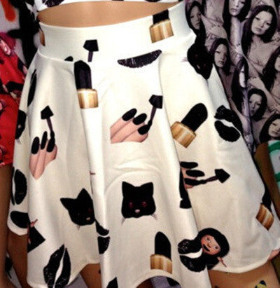 funny 3D skirt mini skirt white/black/blue color cartoon skirt