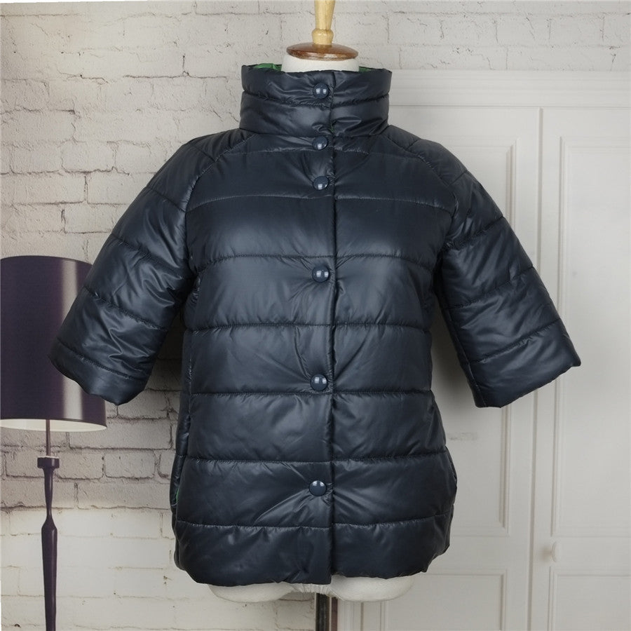 Online discount shop Australia - Fashion Half Sleeve Stand Collar Parkas &Coat for  Women with Hollow Cotton Inside