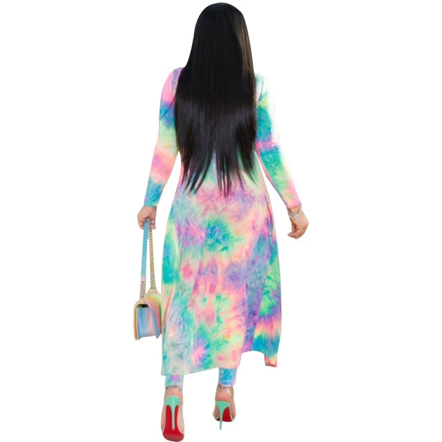 Women print long sleeve cardigan pants summer two piece set long cardigan pants 2 piece set summer women's suits loose sexy-Dollar Bargains Online Shopping Australia