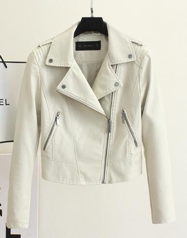 Women black faux leather jacket and coats motorcycle jackets Ladies biker Jacket pink leren jas