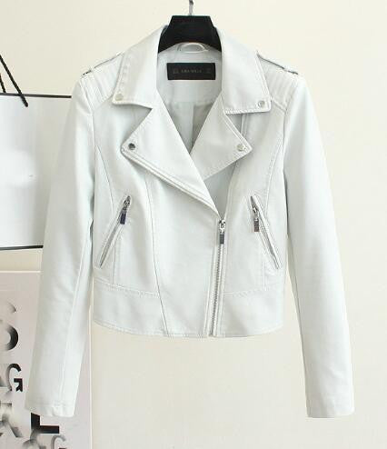 Women black faux leather jacket and coats motorcycle jackets Ladies biker Jacket pink leren jas