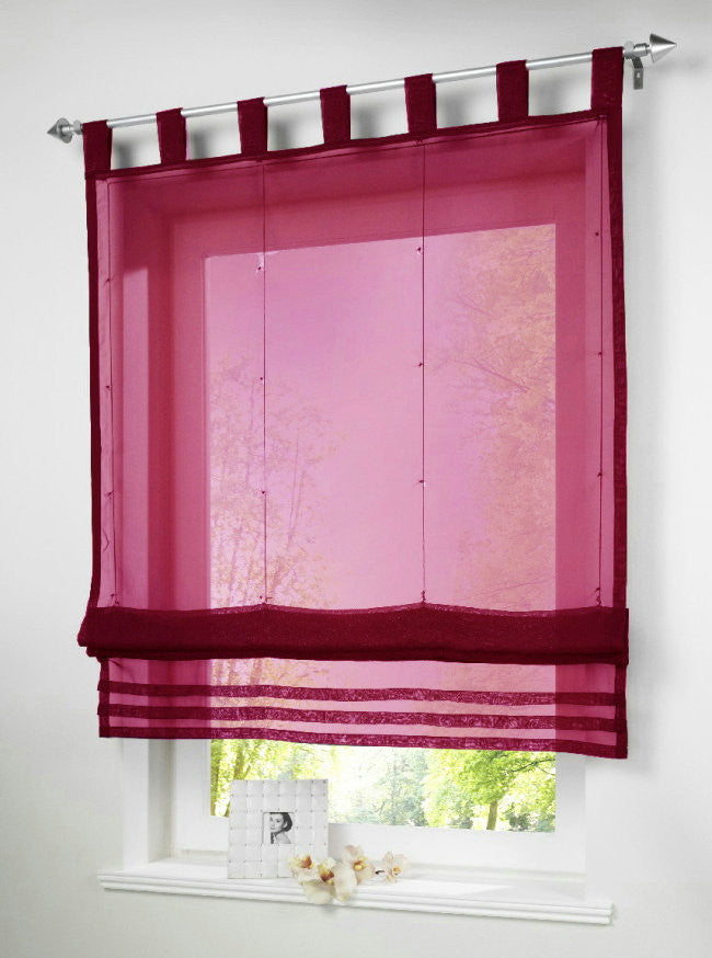 Popular Solid Color Kitchen Balcony Voile Blinds Sheer Window Curtain 1PC