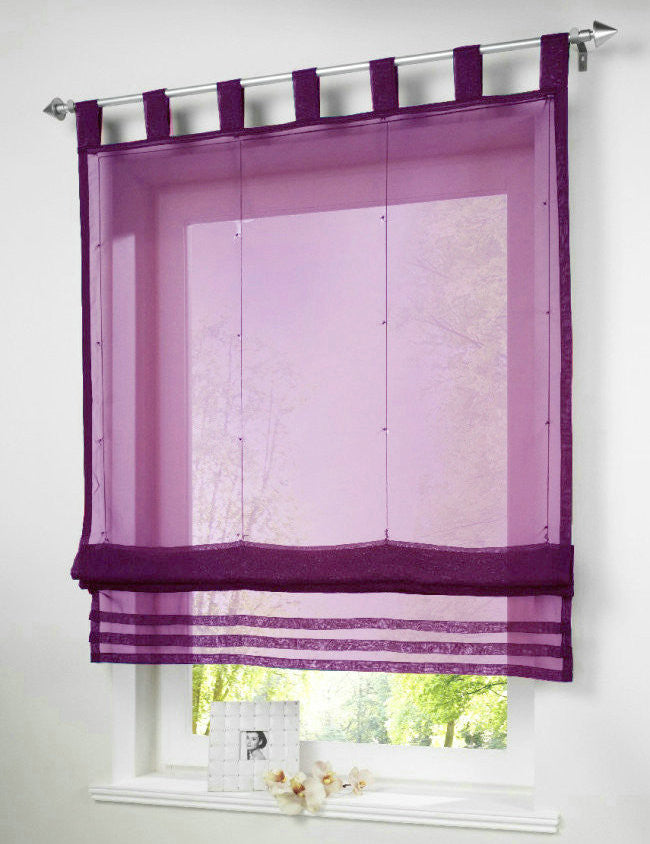 Popular Solid Color Kitchen Balcony Voile Blinds Sheer Window Curtain 1PC