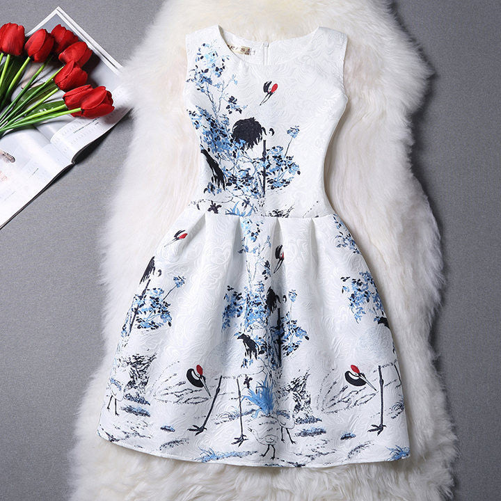 Print Summer Women Casual Dress Ethnic Ladies A-Line Party Evening Elegant Dresses Female Plus Size XL
