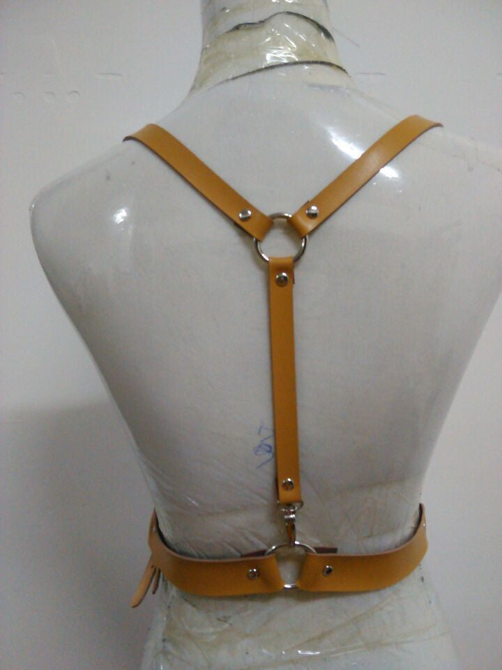 Basic Style Women Men Handmade Underbust Waist Belt Y Leather Harness Body Cage Straps