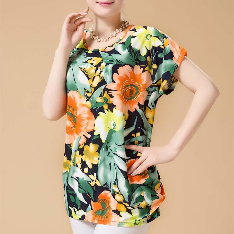 women casual blouses plus size short sleeve floral women blouses shirts