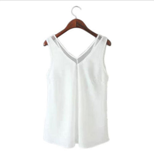 Online discount shop Australia - Casual Women Sexy V-Neck Chiffon Sleeveless Tank Top  fashion clothing