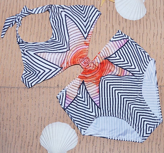 One Piece Strappy biquini High Waist Women cut Bamboo bikiniFemale Bathing Suits Monokini S61A432R-Dollar Bargains Online Shopping Australia