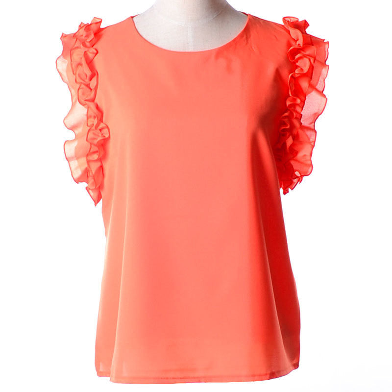 Online discount shop Australia - Cute Tops Shirt Women S-XL O Neck Puff Sleeve Pullover Lace Bow Chiffon Shirt Blouse Plus Size