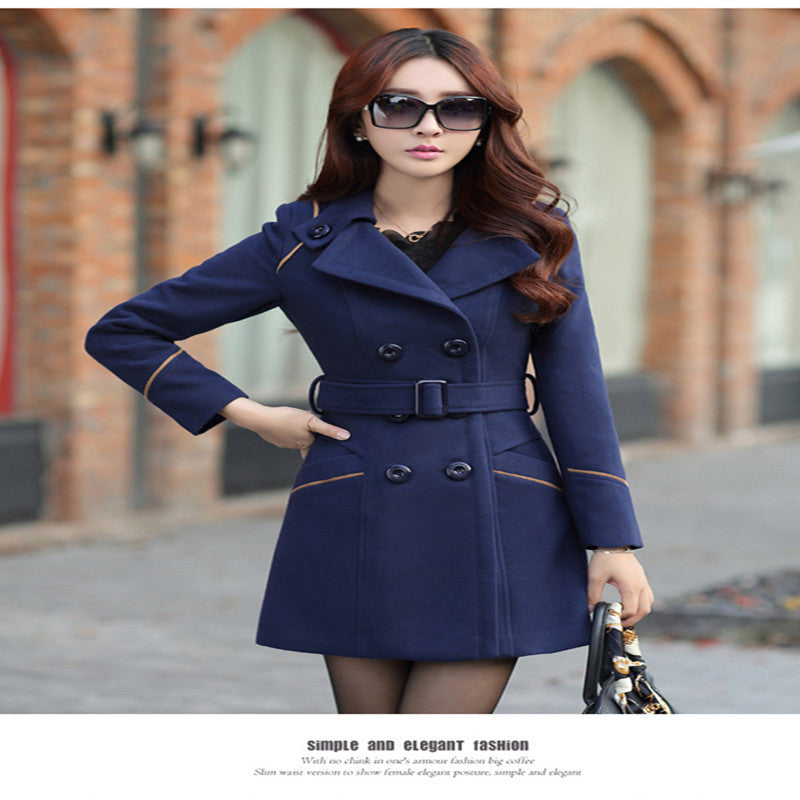 Clothes Woman Long Design Wool Coat Female Fashion Slim Thin Long Blends Trench Overcoat XXXL