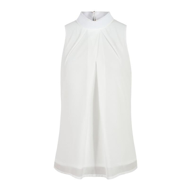 Women Blouse plus size female clothing women tops chic elegant sleeveless blue chiffon blouse lady tops