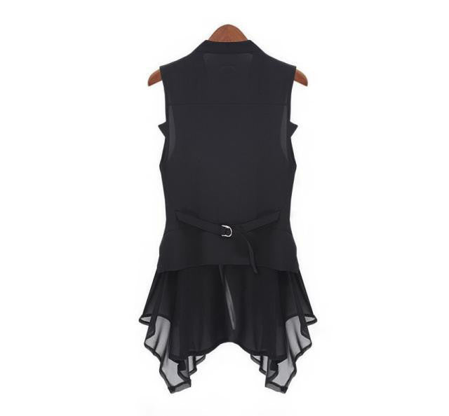 chiffon Jacket Women Slim Long jacket Europe sleeveless Coats & Jacket