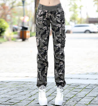 Online discount shop Australia - camouflage pants women Camouflage Cargo pants women Military fashion Casual Loose Baggy pants