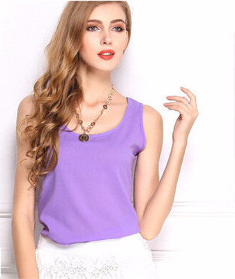 Online discount shop Australia - New 7 Size Women Clothing Fashion Chiffon Tank Tops Vest Shirts Solid Candy Color Chiffon Loose Top Shirt