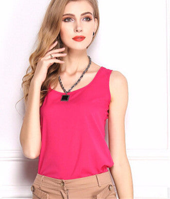 Online discount shop Australia - New 7 Size Women Clothing Fashion Chiffon Tank Tops Vest Shirts Solid Candy Color Chiffon Loose Top Shirt