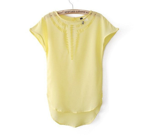 Online discount shop Australia - Fashion Ladies Blouses Batwing Sleeve Chiffon Hollow Out Ladies Blouses Elegant Clothing