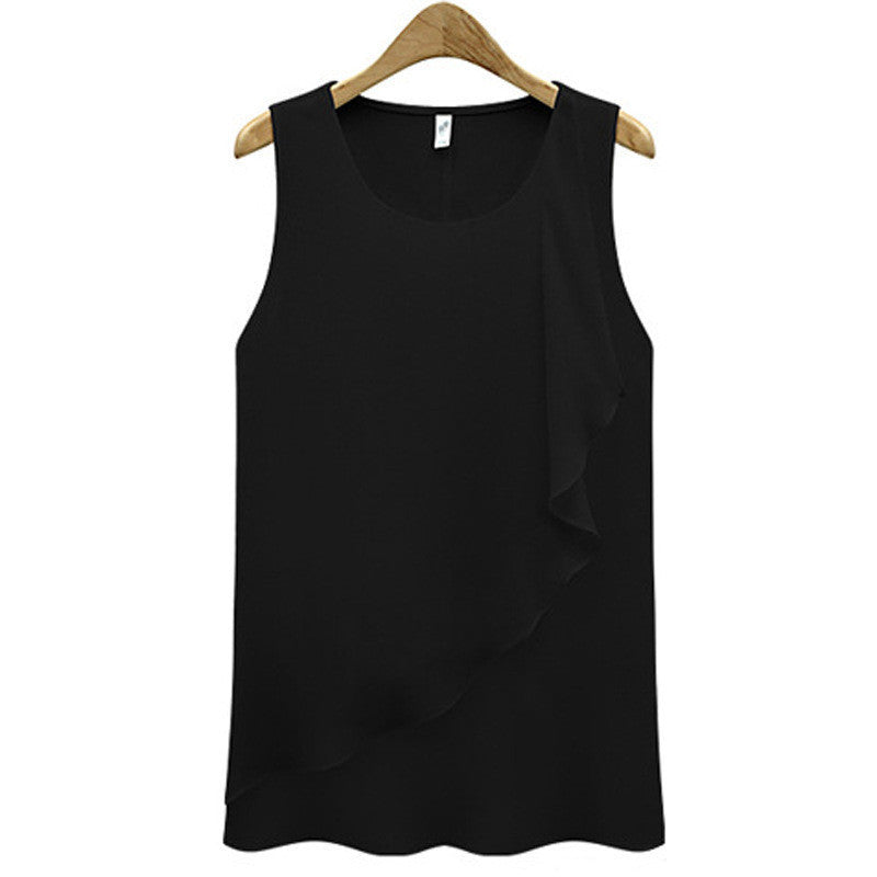 Online discount shop Australia - 4 Colors Strap Sleeveless Shirt Women Plus Size New Chiffon Blouses O-neck Sexy Loose Women Tops