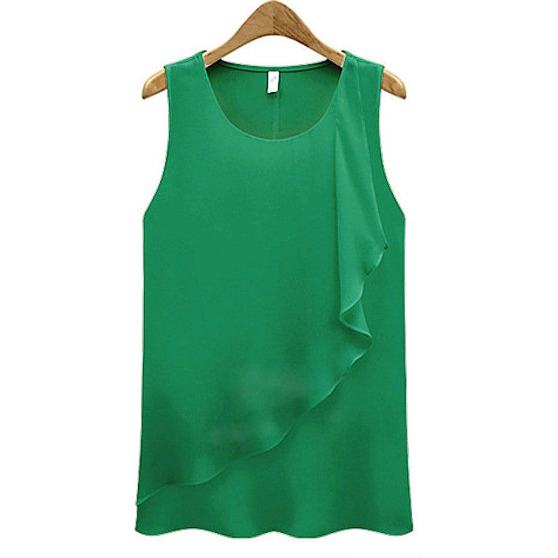 Online discount shop Australia - 4 Colors Strap Sleeveless Shirt Women Plus Size New Chiffon Blouses O-neck Sexy Loose Women Tops