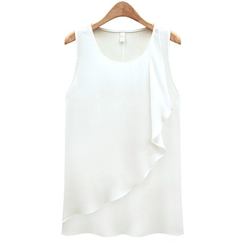 Online discount shop Australia - 4 Colors Strap Sleeveless Shirt Women Plus Size New Chiffon Blouses O-neck Sexy Loose Women Tops